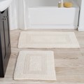 Hastings Home 2-piece 100-percent Cotton Bathmat, Reversible, Soft, Absorbent Bathroom Rugs, Ivory 261848ABX